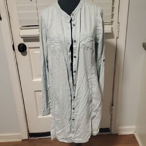 Prana Light Blue Button Up Shirt Dress